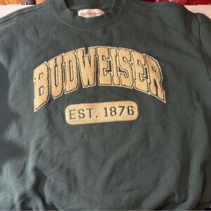 Budweiser Crew Neck Green Sweatshirt Size Medium